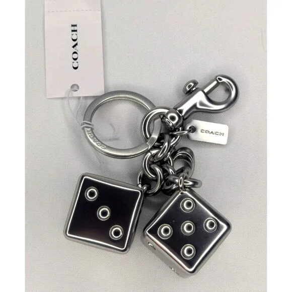 Coach Bag Charm/Keychain - Dice in Silver Metal NWT - Picture 1 of 5